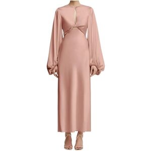 Anthropologie Significant Other Demi Dress Long Sleeve Column Gown Nougat 6 NEW